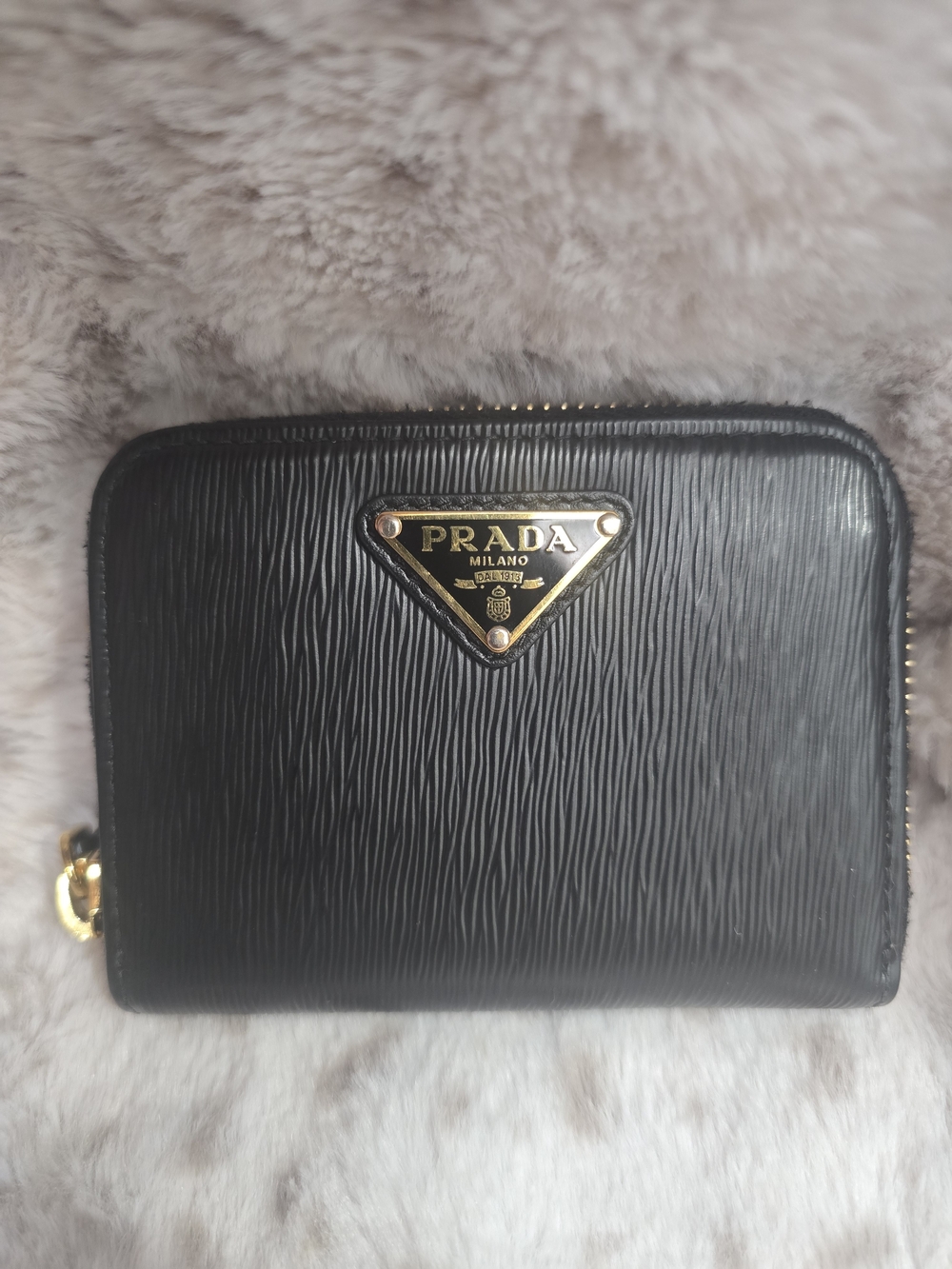 Prada Black Leather Zip Wallet
